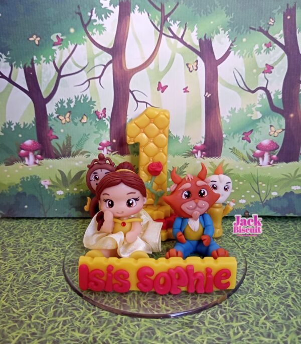 Topo de Bolo A Bela e a Fera Personalizável