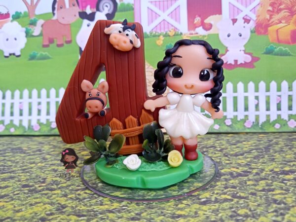 Vela Simples Fazendinha Rosa Personalizável