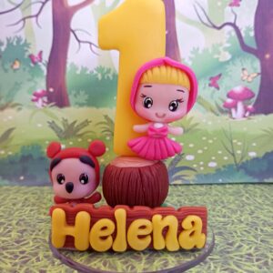 Vela Simples Masha e o Urso Personalizável