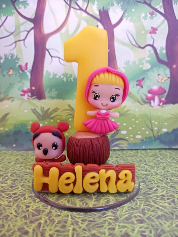 Vela Simples Masha e o Urso Personalizável