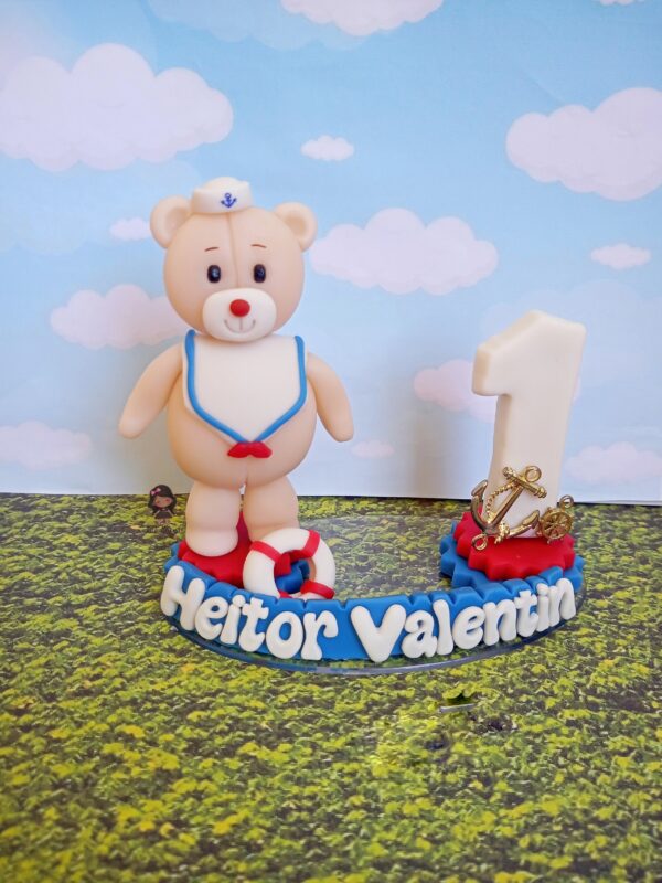 Topo de Bolo Urso Marinheiro Personalizável